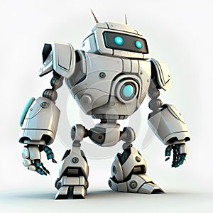 White robot with blue eyes. Generative AI