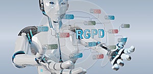 White robot hacking and accessing GDPR interface