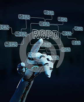 White robot hacking and accessing GDPR interface