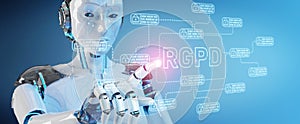 White robot hacking and accessing GDPR interface