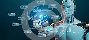 White robot hacking and accessing GDPR interface