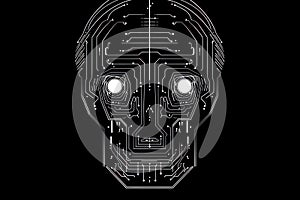 white robot head face binary code logo artificial intelligence generative ai