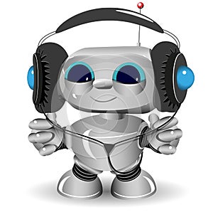 White robot headphones