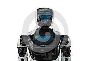 White robot isolated on white background. industry 4.0 concept.