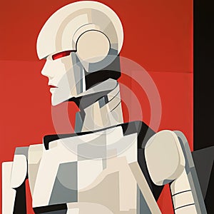 White Robot In Modernism-inspired Portraiture: A Superflat Style photo