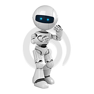 White robot stay in fighting pose