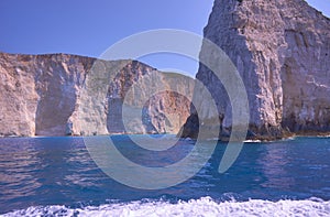 White rock cliff on the island Zakyntos