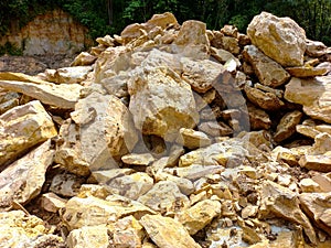 A white rock is a deterrent to river erosion