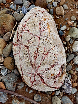 white rock with red crack