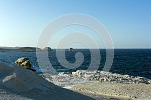 White Rock at the sea of Sarakiniko area, Milos island, Greece