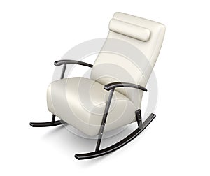 White rocking chair isolated on white background. 3d rendering