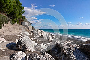 White rocks, a beautiful place on the Black Sea coast. Tsandripsh, Abkhazia