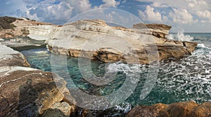 White rocks at governon's beach near limasol, cyprus