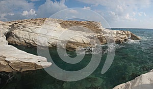 White rocks at governon's beach near limasol, cyprus