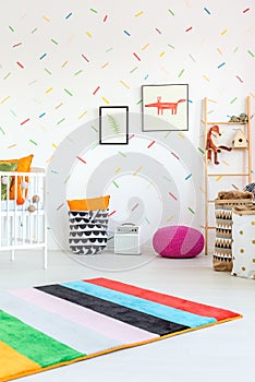 White room and colorful additions