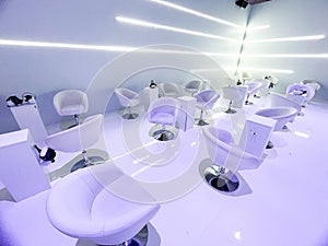white room with LED lights