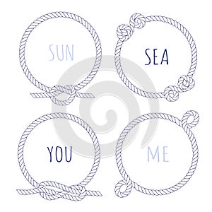 White rope round vector design frame set