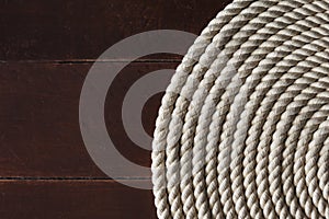 White rope on a wooden deck