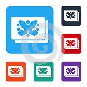 White Rorschach test icon isolated on white background. Psycho diagnostic inkblot test Rorschach. Set icons in color