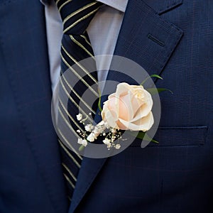 White rose boutonniere. groom, wedding accessories