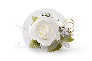 White rose lapel decoration photo