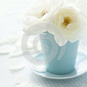 White rose on shabby chic vintage background