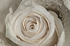 White rose with water droplets
