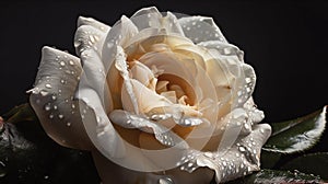 White Rose with Water Droplets, Made with Generative AI