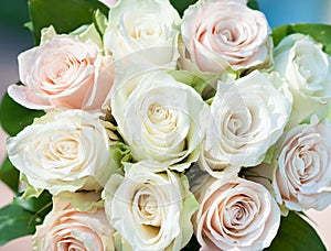 White roses background. Wedding bouquet. Day