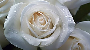 White roses bouquet on white background with soft focus. Generative Ai