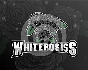 White roses flower Logo Mascot.sport,esport logo