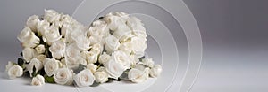 White roses in the form of a heart, greeting card for the wedding, Valentine. AI generated.