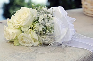 White roses wedding bouquet