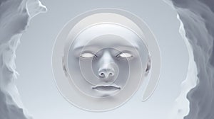 White round face fas personifying an assistant in the form of artificial intelligence. Robot