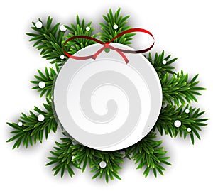 White round paper christmas card .
