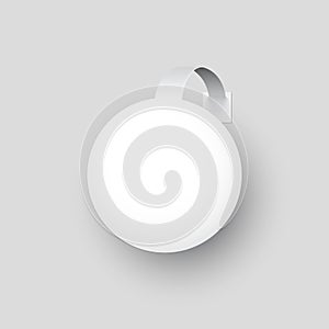 White round paper wobbler isolated on gray background. Vector design element.
