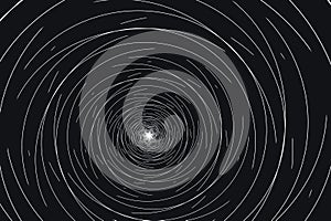 White round pattern of curved lines on a black background.