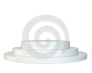 White round podium. Pedestal. Scene.