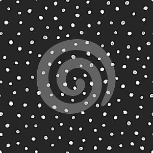 White round scribbles on black background. Modern seamless pattern.