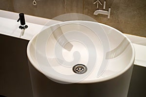 White round sink in a modern bathroom