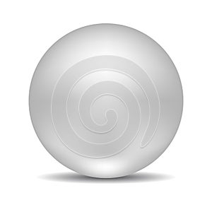 White Round Sphere or Ball. Realistic Pearl or Metall Ball isolated on white background. Vector Illustration for Your Design.