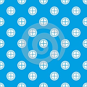 White round window pattern seamless blue