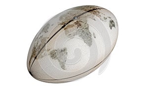 White Rugby Ball And World Map