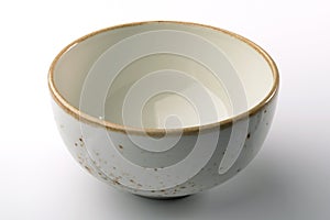 White rustic chinese bowl on white background