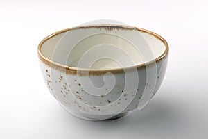 White rustic chinese bowl on white background