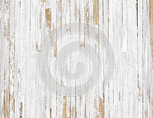 White rustic wood  texture background. top view background of light rusty wooden planks. Grunge  of weathered painted wooden plank