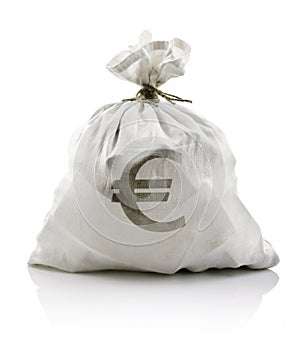 White sack with euro money