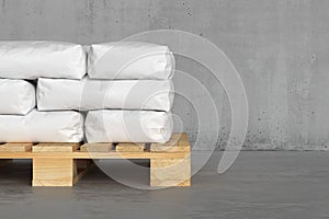 White sacks on a pallet. 3d render
