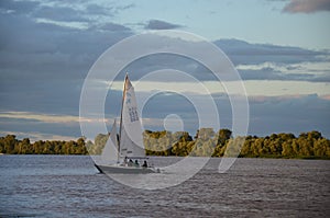 White sail and dramatic apocaliptic sky