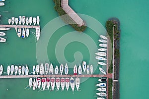 White sailing boats in Lake Balaton